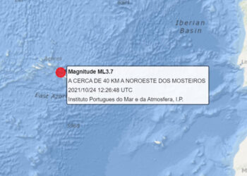 Sismo de magnitude 3,7 sentido na ilha de São Miguel