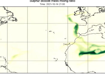 Nuvem de dióxido de enxofre do vulcão das Canárias atinge Península Ibérica