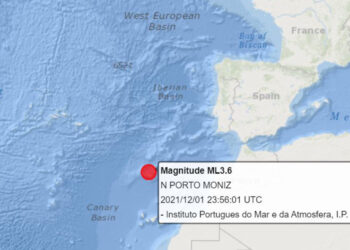 Sismo de magnitude 3.6 com epicentro a 30 km a Norte do Porto Moniz