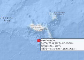 Sismo de 5.0 na escala de Richter sentido na Madeira esta madrugada