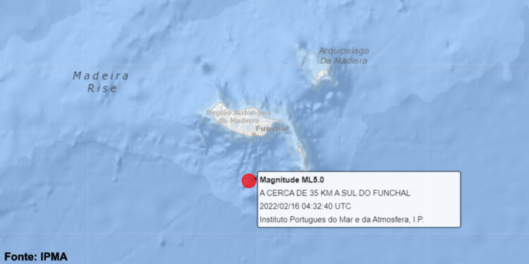 Sismo de 5.0 na escala de Richter sentido na Madeira esta madrugada