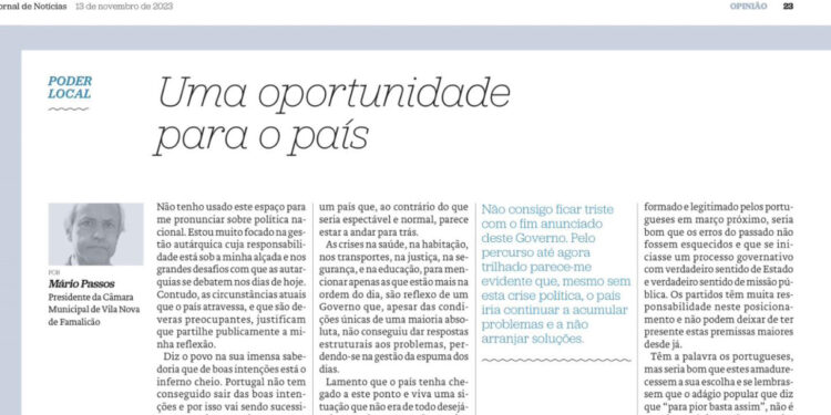 JN preocupa Mário Passos