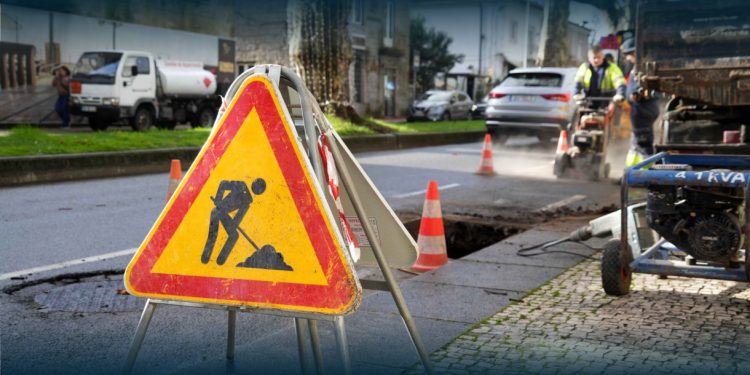 Nova conduta de água no centro da cidade