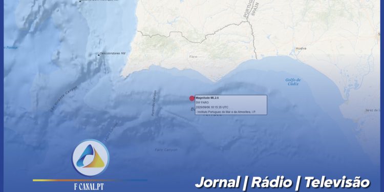 Sismo de magnitude 2,6 registado a sudoeste de Faro
